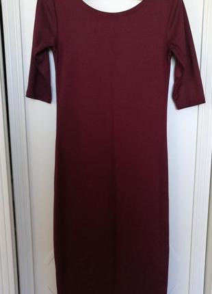 Сукня міді, кольору бордо