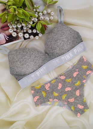 Красивый удобный комплект белья pink victoria's secret