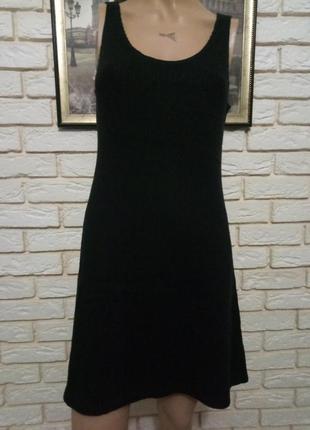 Черный фактурный сарафан , платье с открытой спинкой м