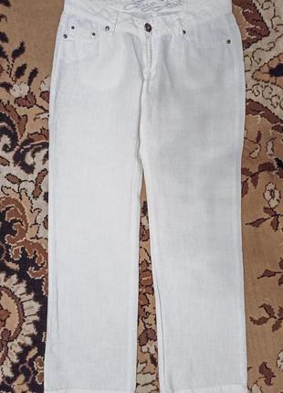Білі жіночі джинси льон