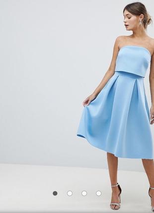 Платье-бандо миди для выпускного с кроп-топом asos