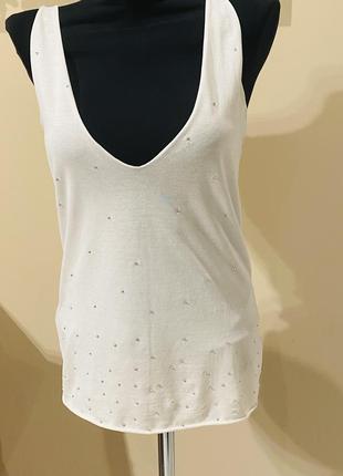 Белая майка с камнями ferre