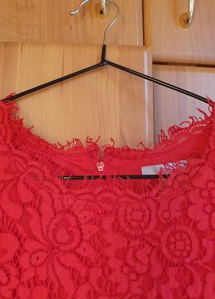 Новое красное кружевное / гипюровое вечернее платье h&m4 фото