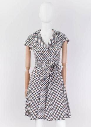 Стильное серое платье с принтом узором поясом модное строгое3 фото