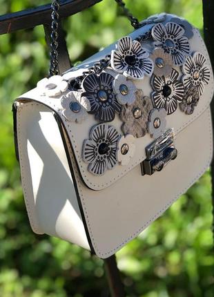Женская сумочка клатч из натуральной кожи светлая бежевая италия2 фото