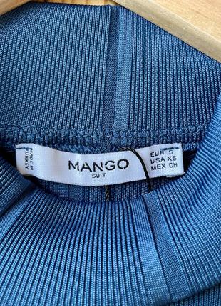 Mango сукня блакитне блакитне в рубчик міді з поясом9 фото