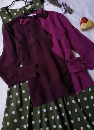 Нова пурпурна блузка на запах6 фото
