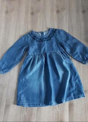Платье сукня джинс  синее с вышивкой лиоцелл/тенсель 100% ,возраст 2-3 года