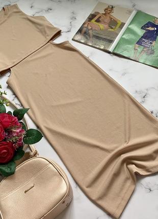 Платье миди в бежевом цвете topshop 10 р