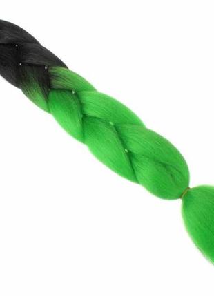 Канекалон 1.2 м, 100 гр омбре градієнт синтетичне моноволокно в17 чорний - яскраво-зелений1 фото