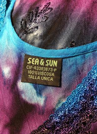 Sea&sun блузка майка тай-дай этно бохо синий голубой фиолет5 фото
