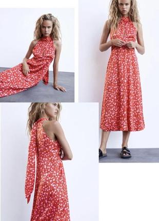 Платье сарафан миди яркое цветочный принт zara оригинал1 фото