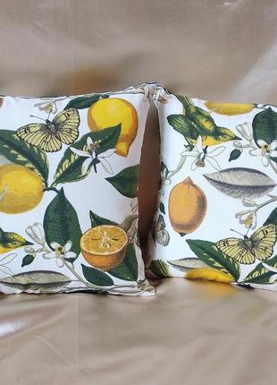 Декоративная  наволочка  35*35 см  с лимонами 🍋🍋🍋 с плотной ткани
