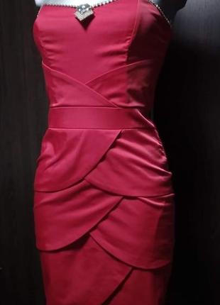 Платье вечернее коктельное красное6 фото