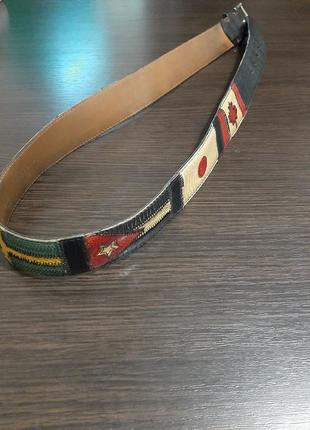 Ремень ручной работы vera lucertola paolo vitale с изображением флагов семи стран