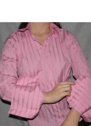 Рубашка розовая в полоску thomas pink португалия2 фото