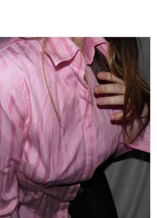 Рубашка розовая в полоску thomas pink португалия4 фото