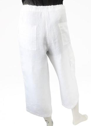 Укороченные льняные брюки с высокой посадкой elan (100% лен)3 фото