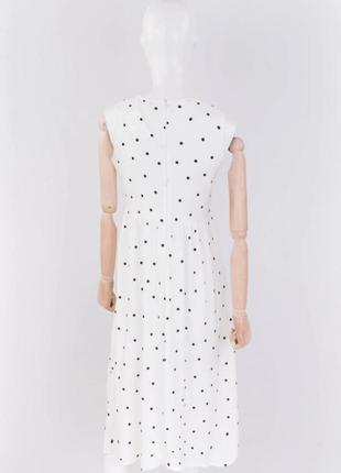 Стильный белый сарафан в горох миди платье4 фото