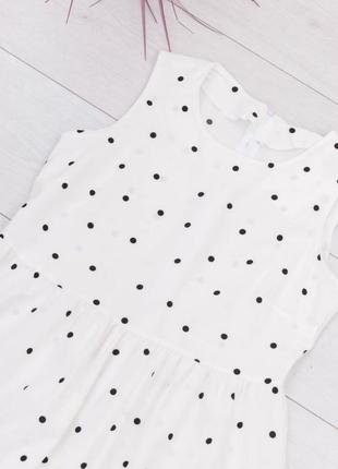 Стильний білий сарафан в горох міді плаття2 фото
