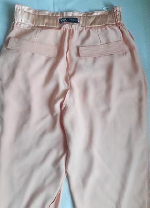 Zara брюки с высокой талией сатин9 фото
