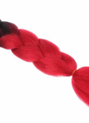 Канекалон 1.2 м, 100 гр омбре градієнт синтетичне моноволокно в1 чорний - криваво-червоний