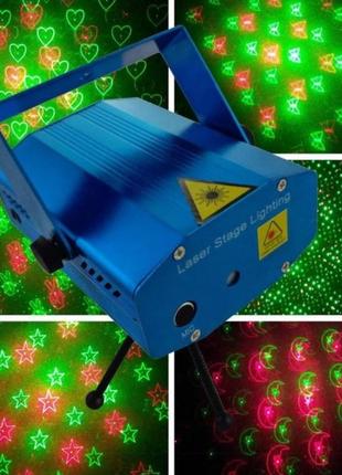Лазерный проектор 6 в 1 лазер для дома, кафе, бара новогодний стробоскоп