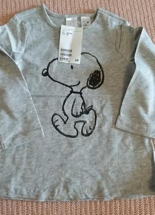 Набір регланів для дівчинки snoopy від h&m, розміри 12-18 і 18-24 міс10 фото