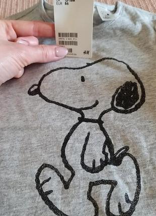 Набір регланів для дівчинки snoopy від h&m, розміри 12-18 і 18-24 міс9 фото