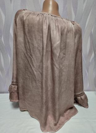 Вискозная блуза красивого цвета, кружево р. xl/2xl , италия3 фото