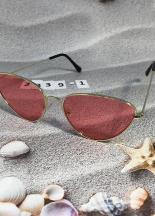 Коралові очки в золотистій оправі к. 2339-14 фото