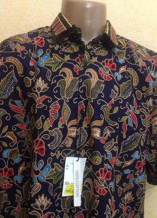 Рубашка с коротким рукавом(хлопок)-jawa batik