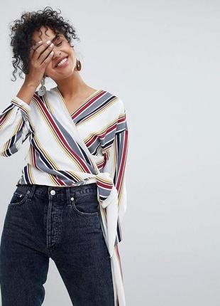 Дуже крута стильна блуза на запах з абалденным широким поясом