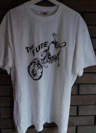 Оригинал футболка белая чоловiча бред fruit of the loom с надписью the tude череп панк рок