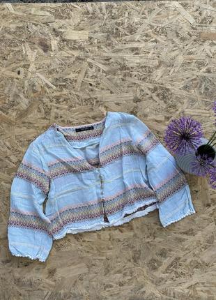 Блуза з вишивкою натуральна бавовняна топ з гудзиками