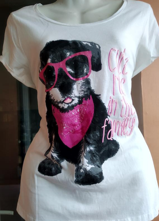 Хлопковая футболка большого размера принт собака в розовых очках бренда george 1963 16-18 eur 44-46