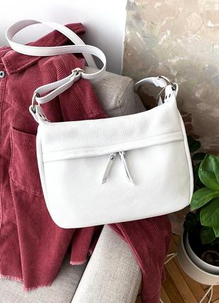 Женская кожаная мягкая итальянская белая летняя сумка, италия2 фото