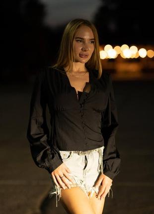 Блузка на гудзиках lameia чорна