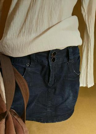 Джинсовая юбка motivi, италия. мини юбка темный джинс стретч motivi