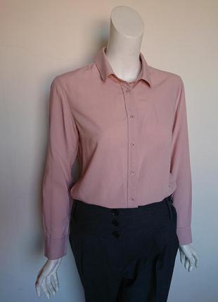 Базовая блузка рубашка uniqlo свободный крой размер s дымчатая роза
