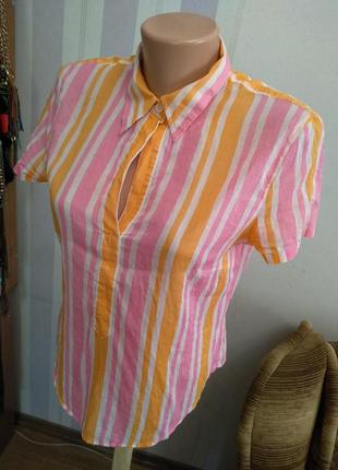 Очень легкая хлопковая рубашка блуза в полоску премиум бренд1 фото