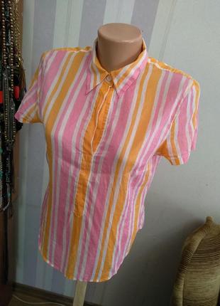 Очень легкая хлопковая рубашка блуза в полоску премиум бренд5 фото