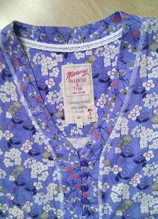 Свободная трикотажная лавандовая летняя блуза футболка топ debenhams/цветочный принт/хлопок5 фото