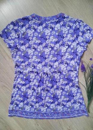 Свободная трикотажная лавандовая летняя блуза футболка топ debenhams/цветочный принт/хлопок6 фото