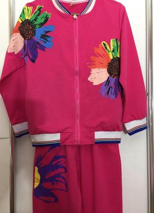 Костюм жовтий рожевий малиновий 116 128 140 146 новий3 фото