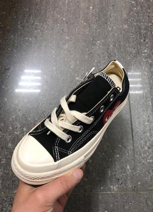 Converse comme garcons low чёрные низкие кеды конверсы с сердечком5 фото