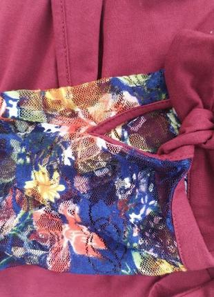 Коттоновая кофточка ,лонгслив,блузка с гипюровым рукавом5 фото