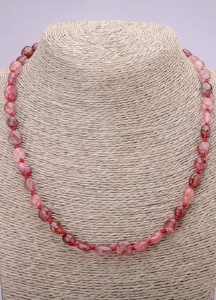 Бусы из натурального камня клубничный кварц