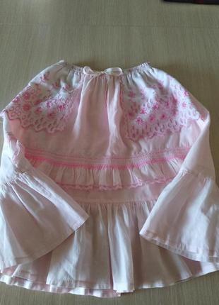 Очень красивая поплиновая юбка - миди  для девочки9 фото