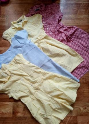 Платья лето клеточки 4-6 лет. рампер желтый. '